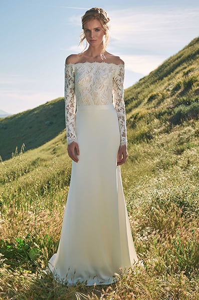 WESTLEY OFF-SHOULDER LONG-SLEEVE GOWN