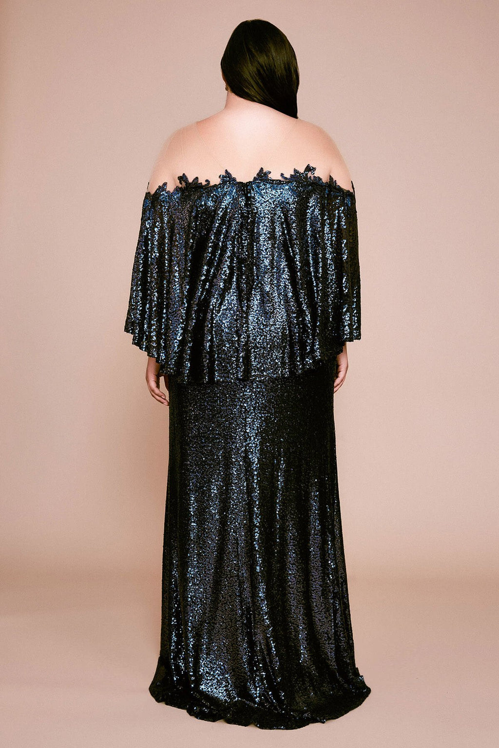 Tadashi Shoji - Phlox Capelet Slit Gown - PLUS SIZE