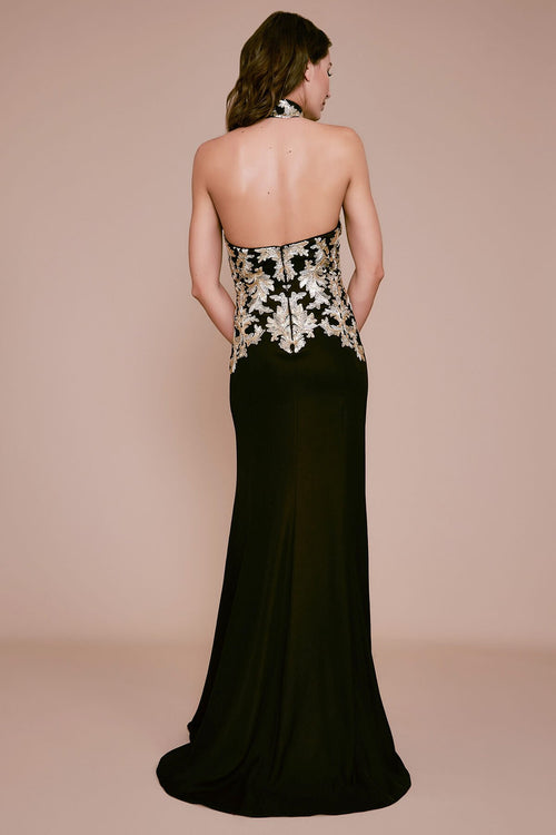 Embroidered Lace Cap Sleeve Gown in Navy / Nude Tadashi Shoji Official Online Boutique Embroidered Lace Cap Sleeve Gown in Navy / Nude Tadashi Shoji Official Online Boutique