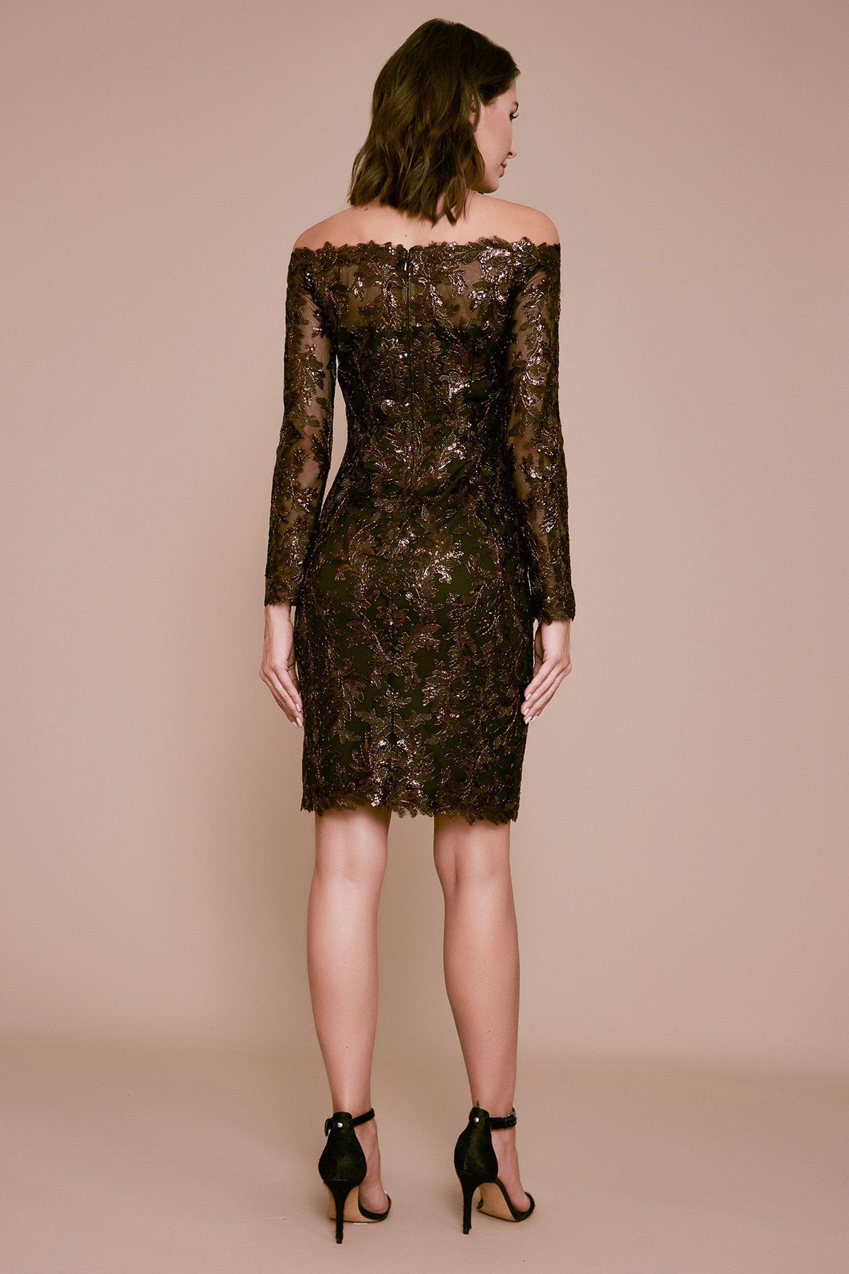 Bane Off-The-Shoulder Sequin Embroidered Dress