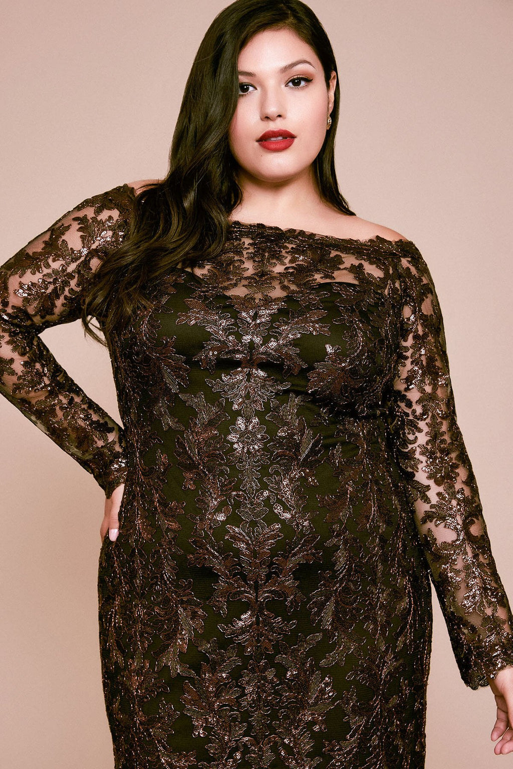 Bane Off-The-Shoulder Sequin Embroidered Dress