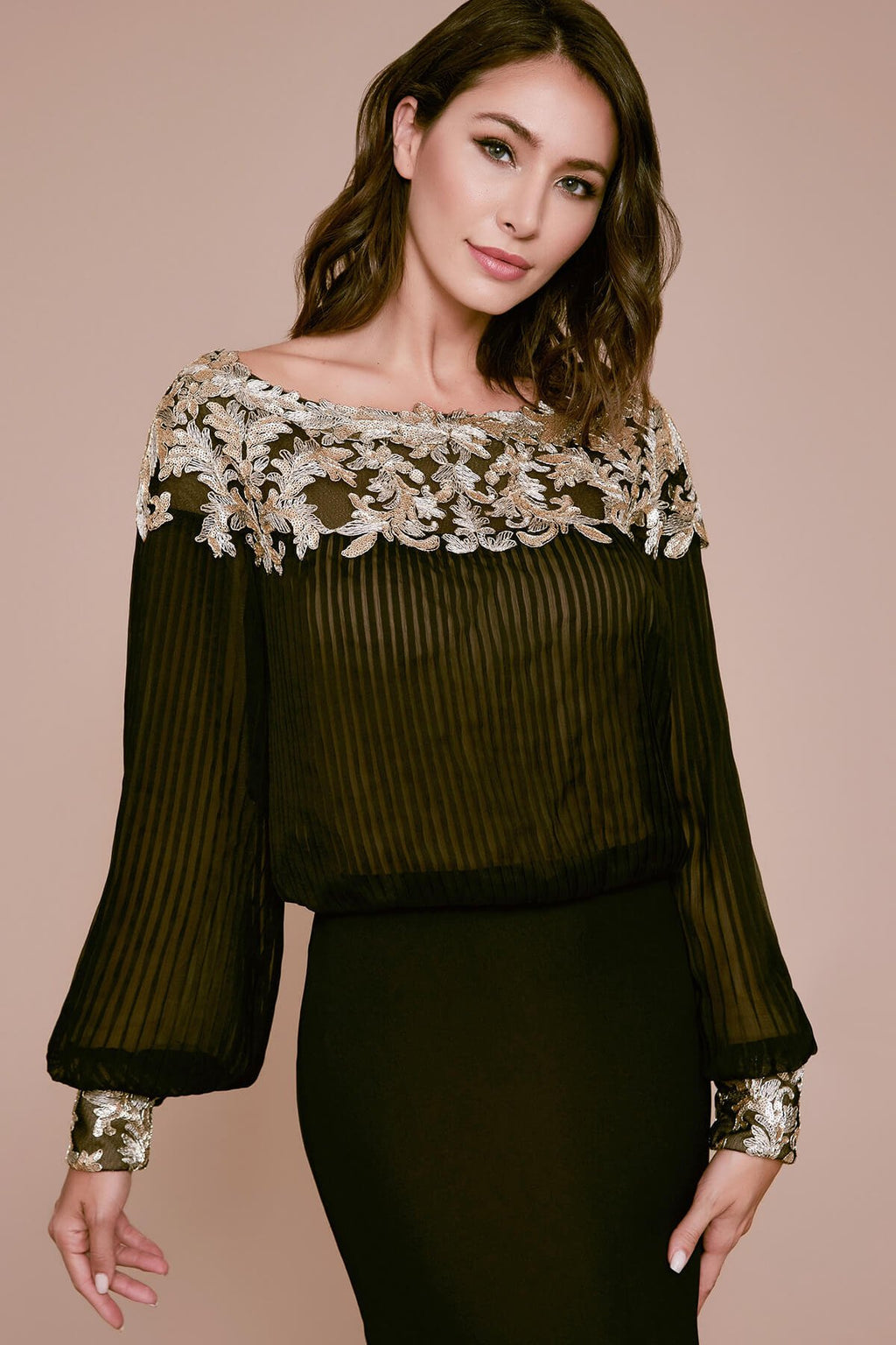 Tadashi Shoji - Tevy Tulle & Crepe Evening Gown