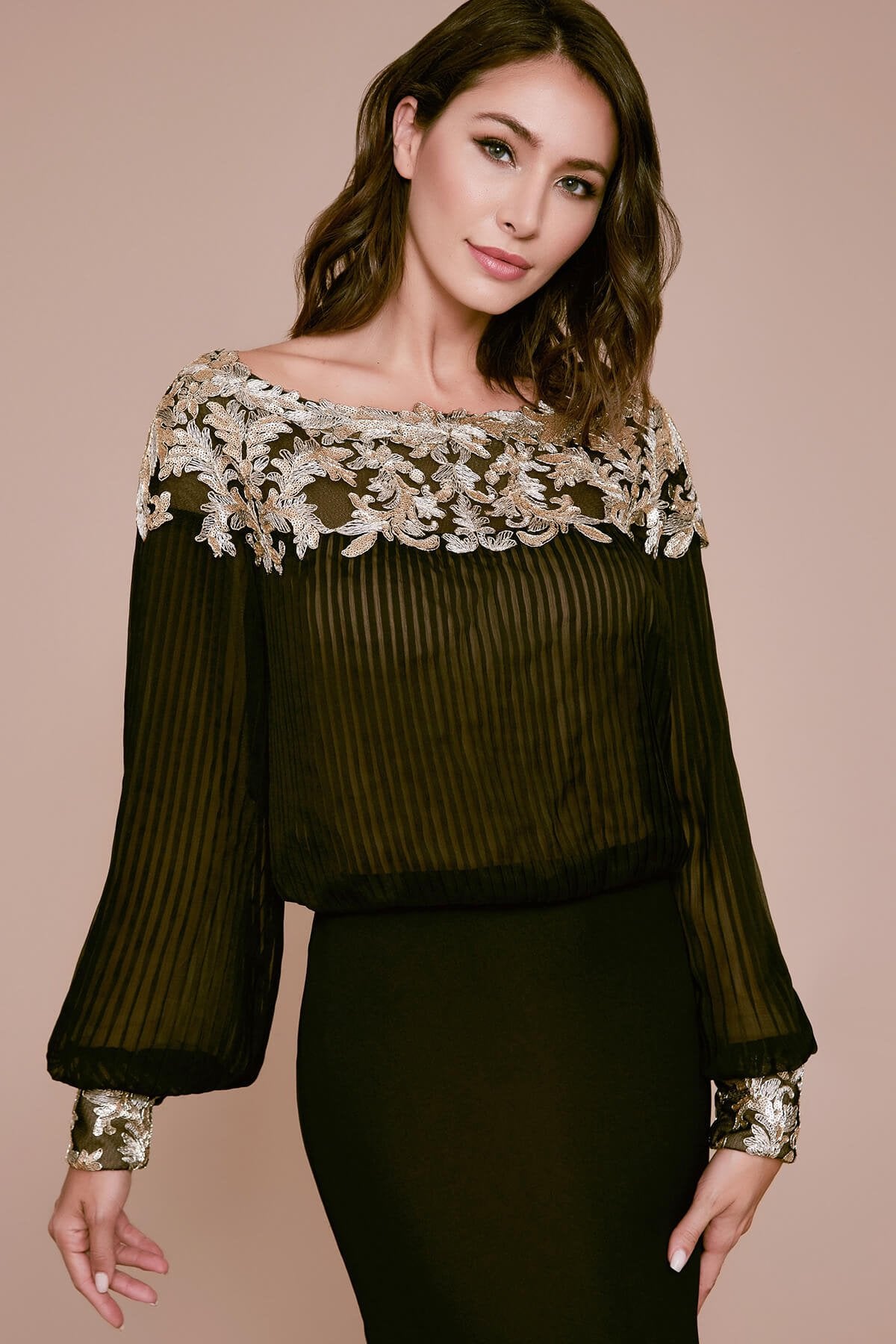 Tadashi Shoji - Tevy Tulle & Crepe Evening Gown