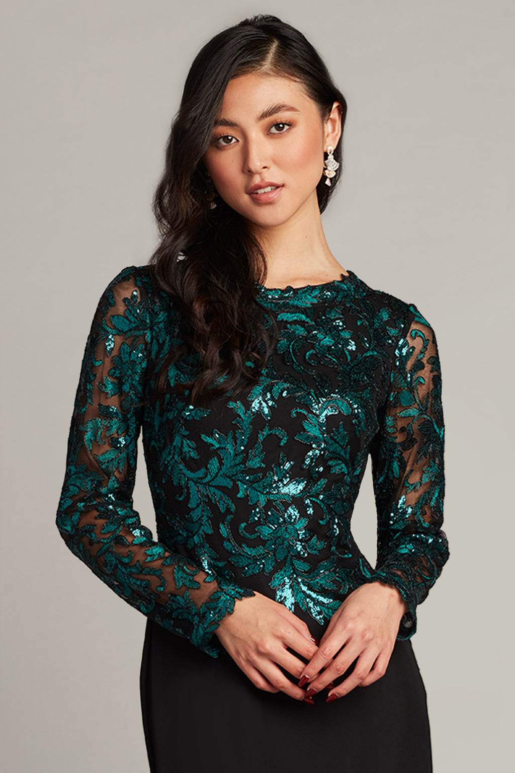 Kanya Long-Sleeve Crepe Gown