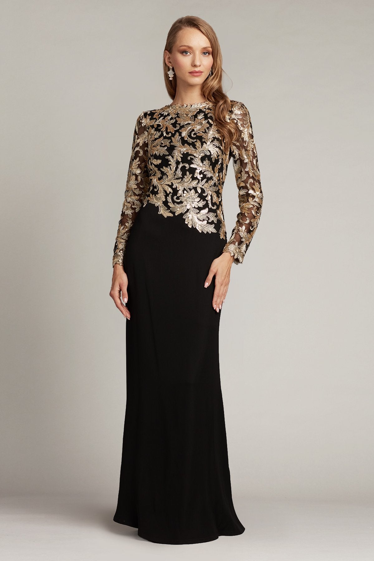 Kanya Long-Sleeve Crepe Gown