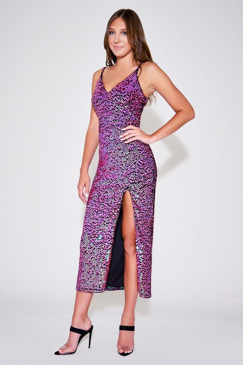 Richie Sequin Strap Midi Dress