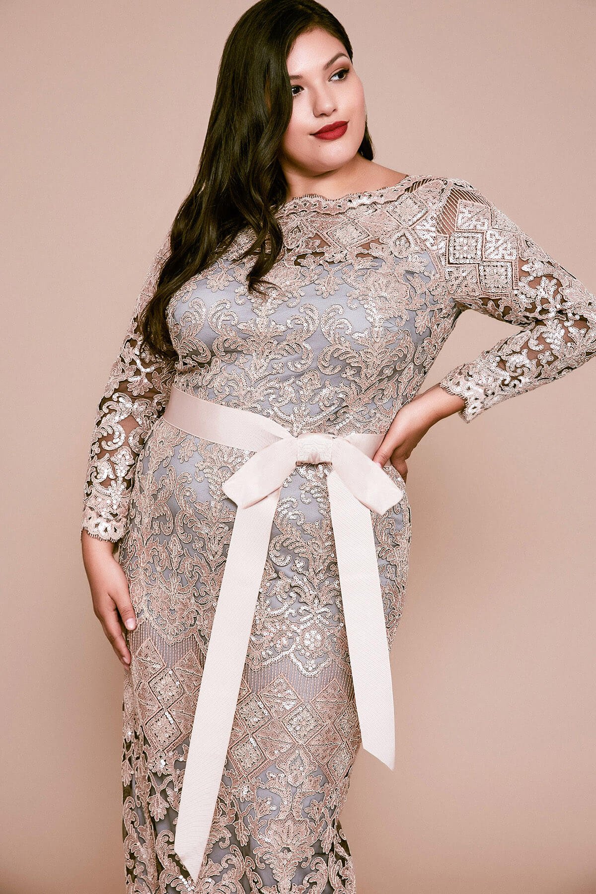 Waverly Sequin Embroidered Gown-PLUS SIZE