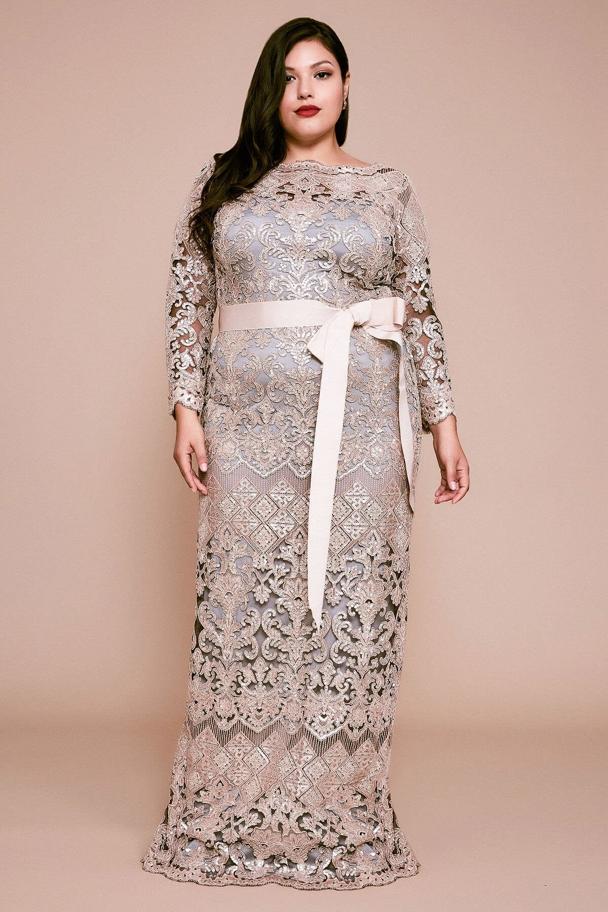 Waverly Sequin Embroidered Gown-PLUS SIZE
