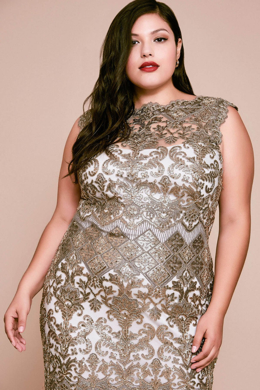 Tadashi Shoji - Delta Embroidered Sequin Dress - PLUS SIZE