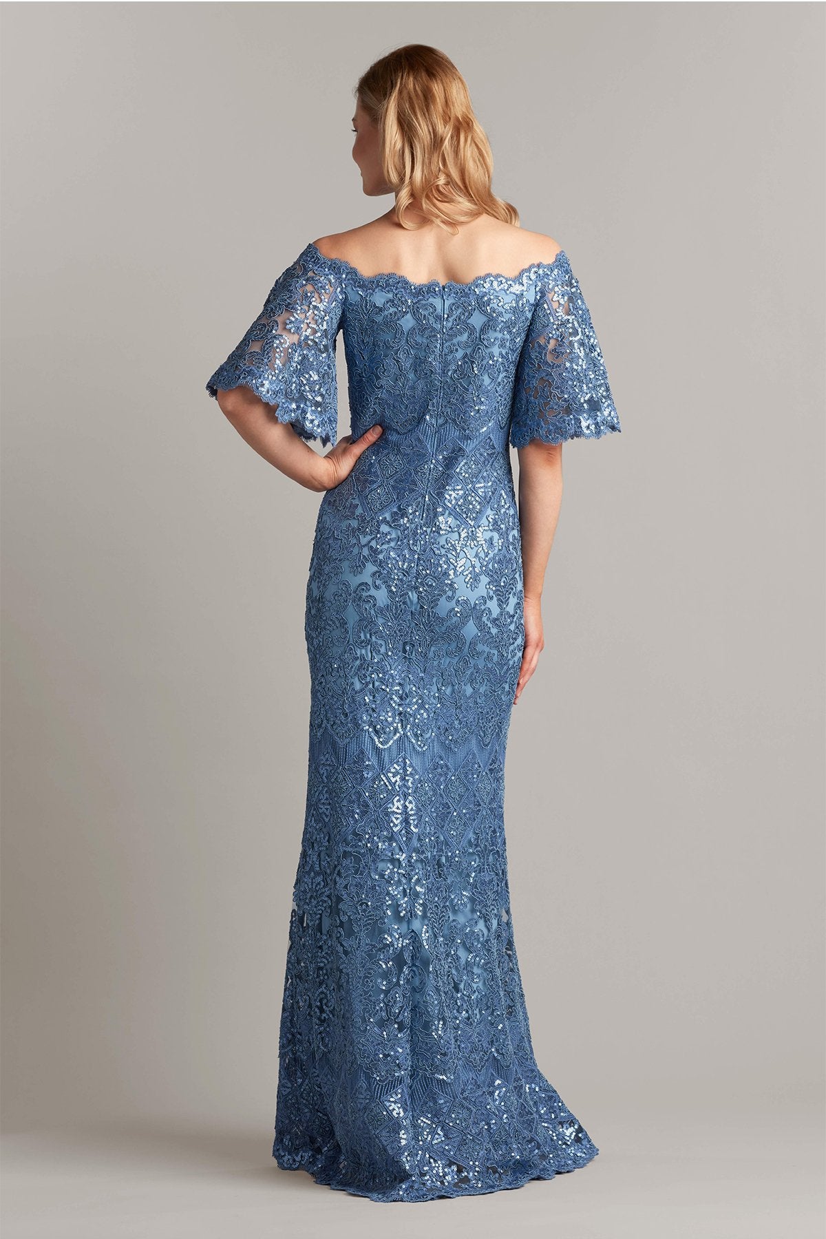 Hinata Off-Shoulder Sequin Embroidered Gown