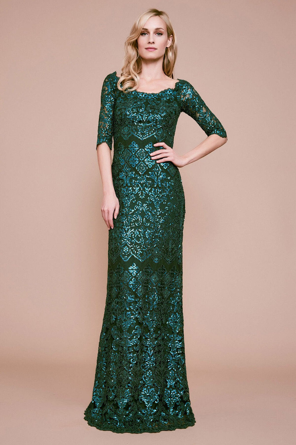Tadashi Shoji - Liem Off-The-Shoulder Sequin Gown