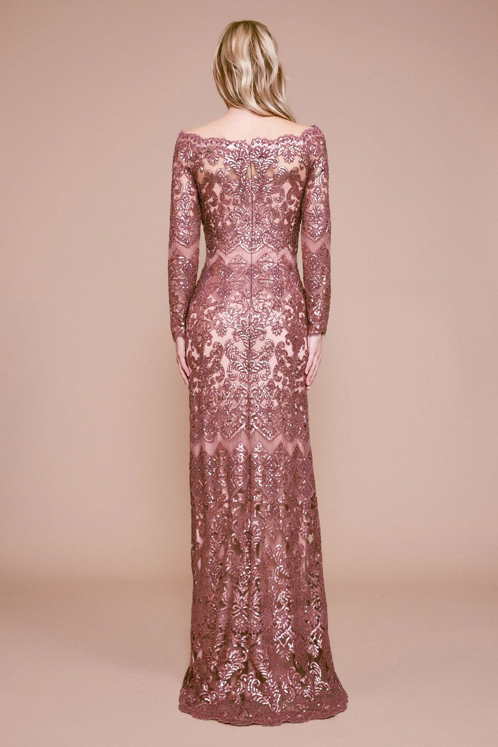 Tadashi Shoji - Eve Long-Sleeve Sequin Embroidered Gown
