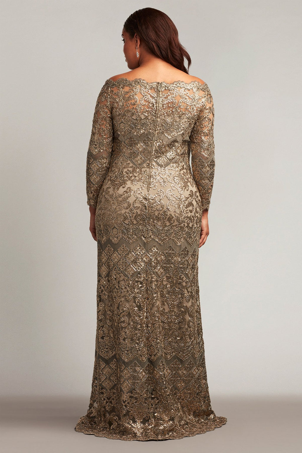 Eve Long-Sleeve Sequin Embroidered Gown - PLUS SIZE