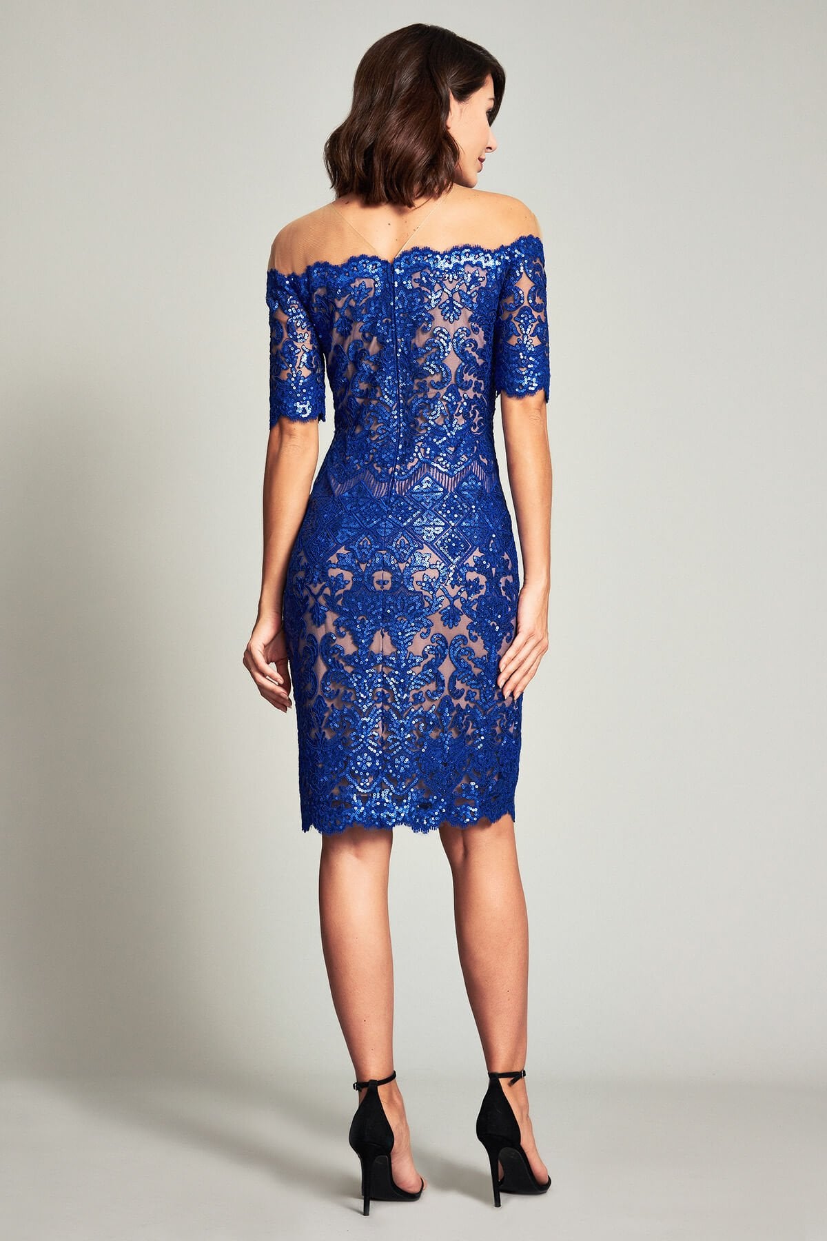 Heri Off-The-Shoulder Metallic Lace Dress