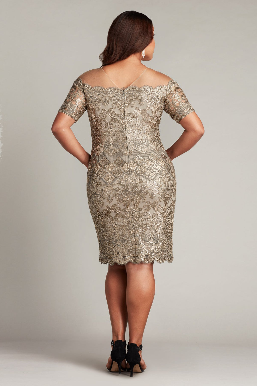 Heri Off-The-Shoulder Metallic Lace Dress - PLUS SIZE