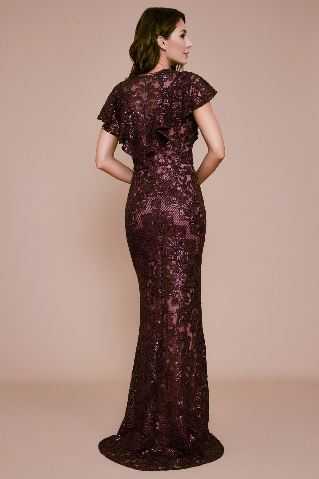 Tadashi Shoji - Pich Sequin Embroidered Gown