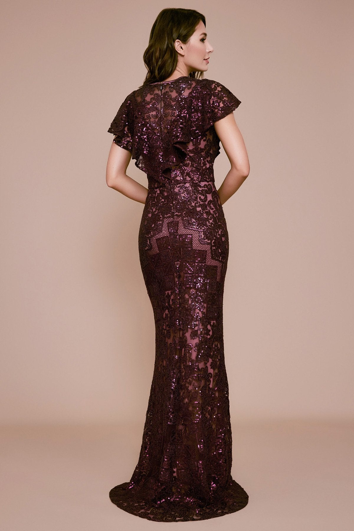 Tadashi Shoji - Pich Sequin Embroidered Gown