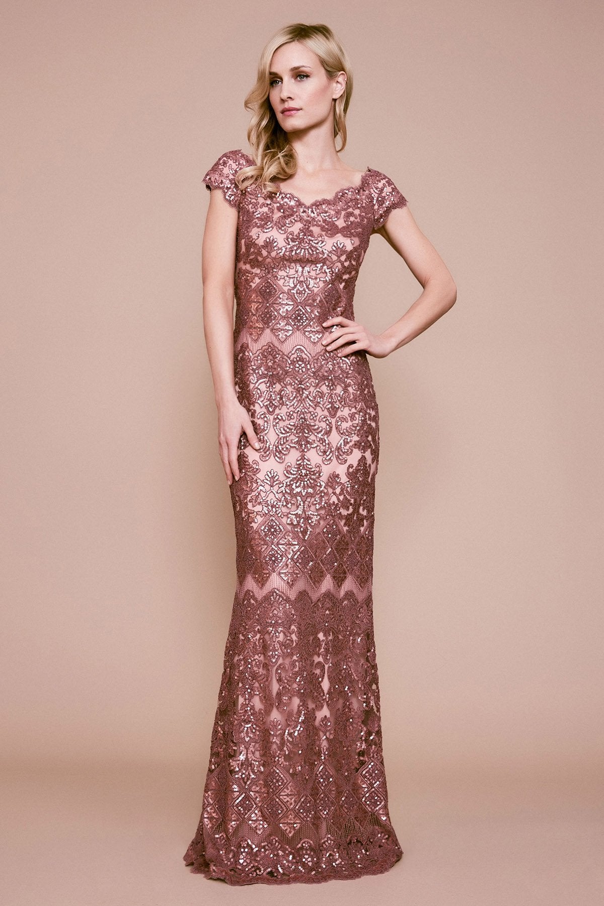 Tadashi Shoji - Hetz Sequin Embroidered Gown