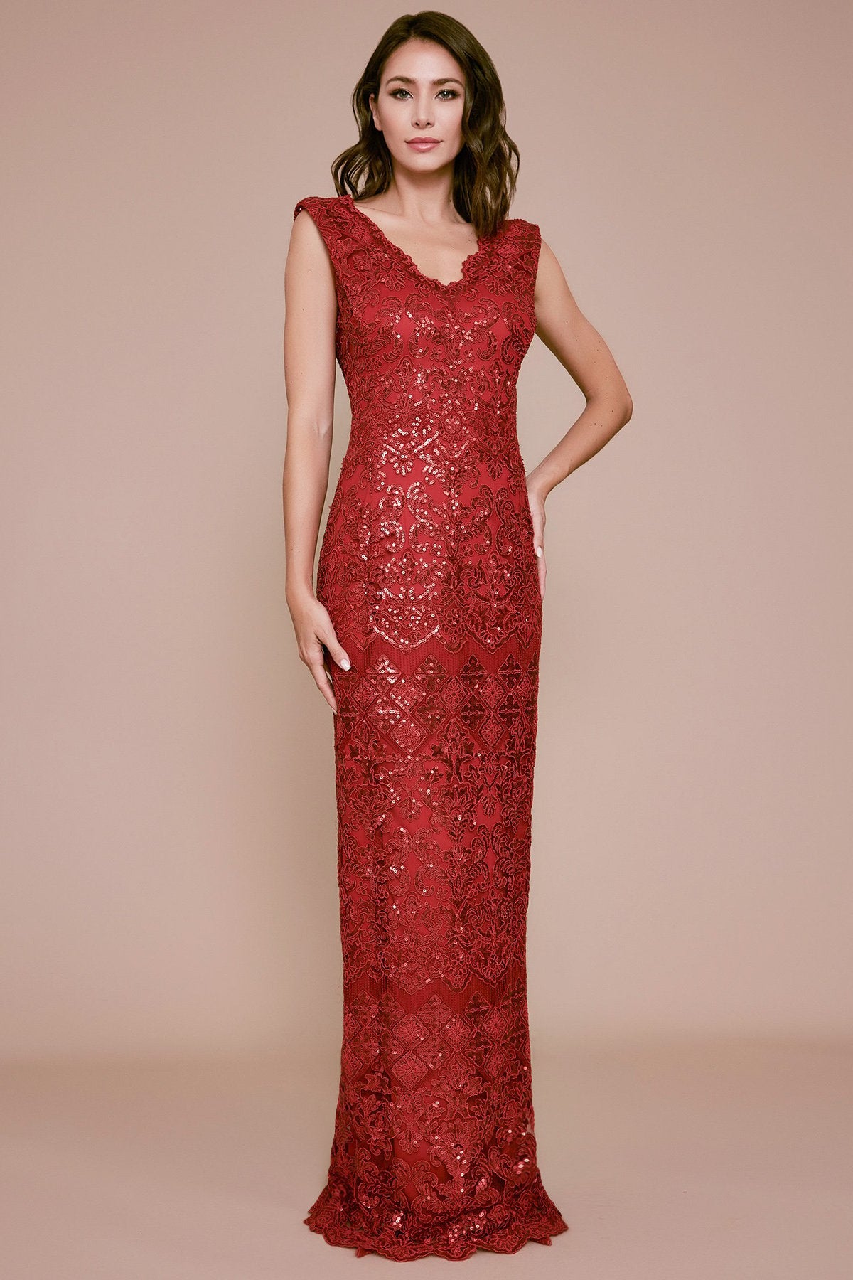 Leang Sequin Embroidered Gown