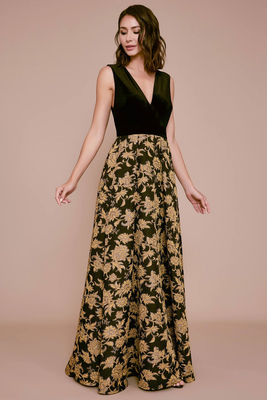Tadashi Shoji - Nien Jacquard & Velvet Gown