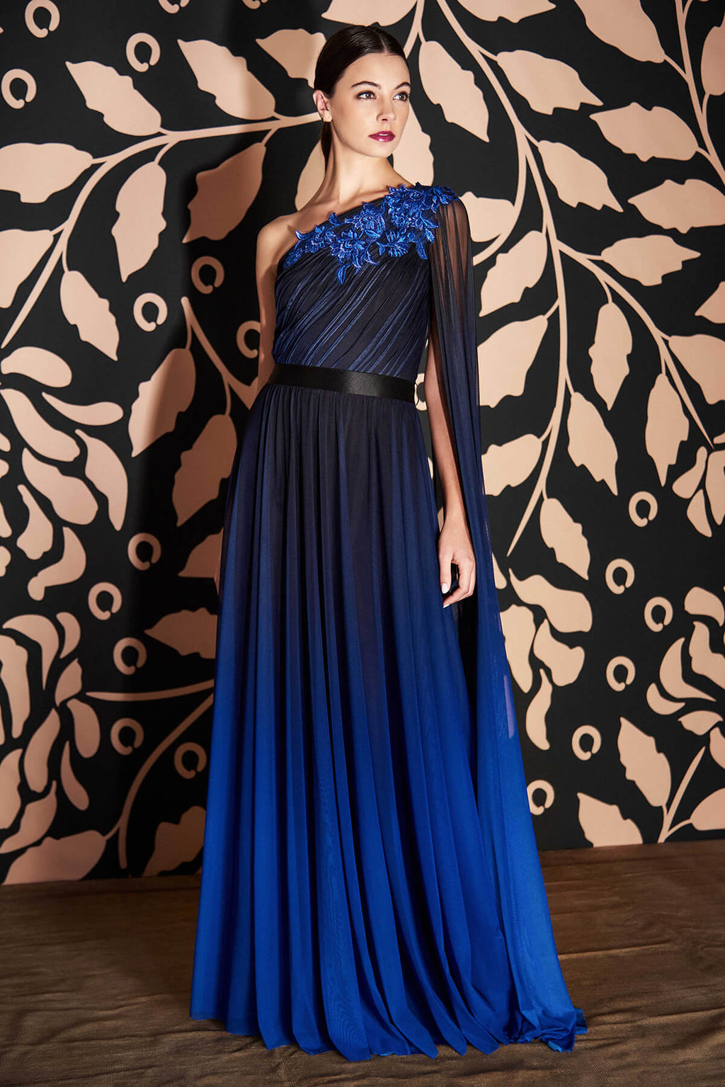 Tadashi Shoji - Boracay One-Shoulder Mesh Gown