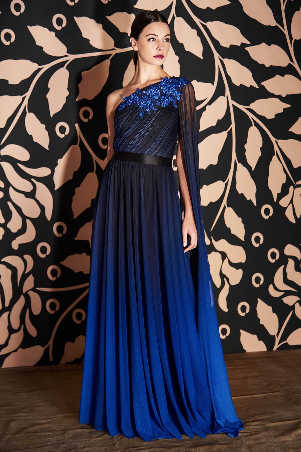 Tadashi Shoji - Boracay One-Shoulder Mesh Gown