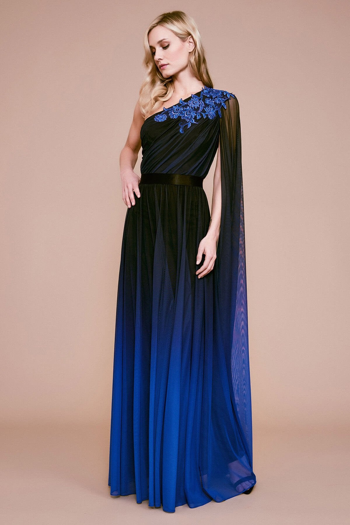 Tadashi Shoji - Boracay One-Shoulder Mesh Gown