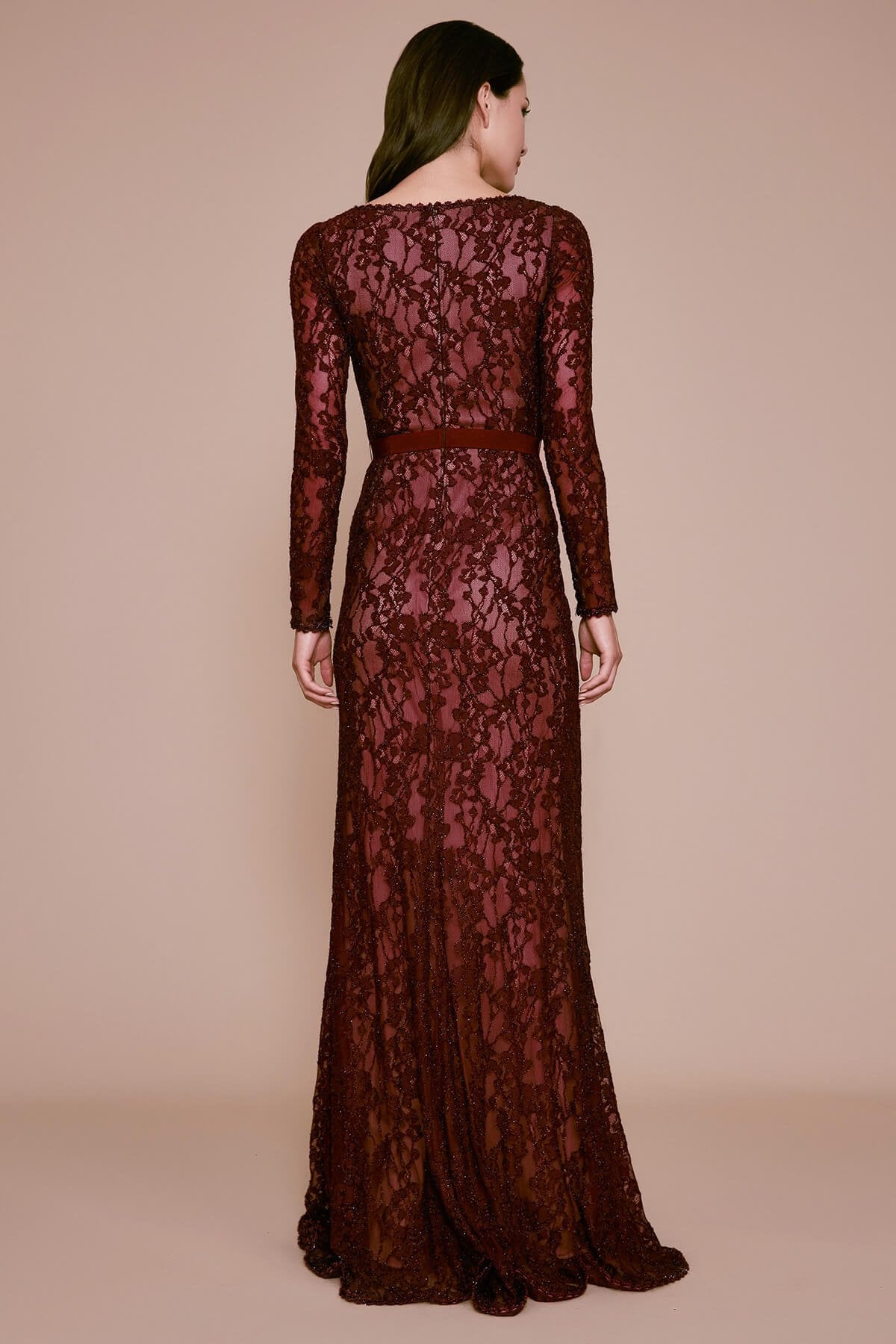 Tadashi Shoji - Seckon Lace Long-Sleeve Slit Gown