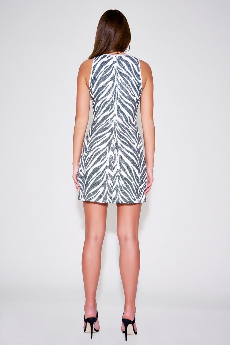 Reid Zebra Print Halter Mini Dress