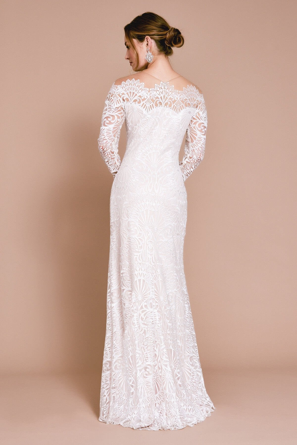 JAME TULLE BOAT NECK GOWN