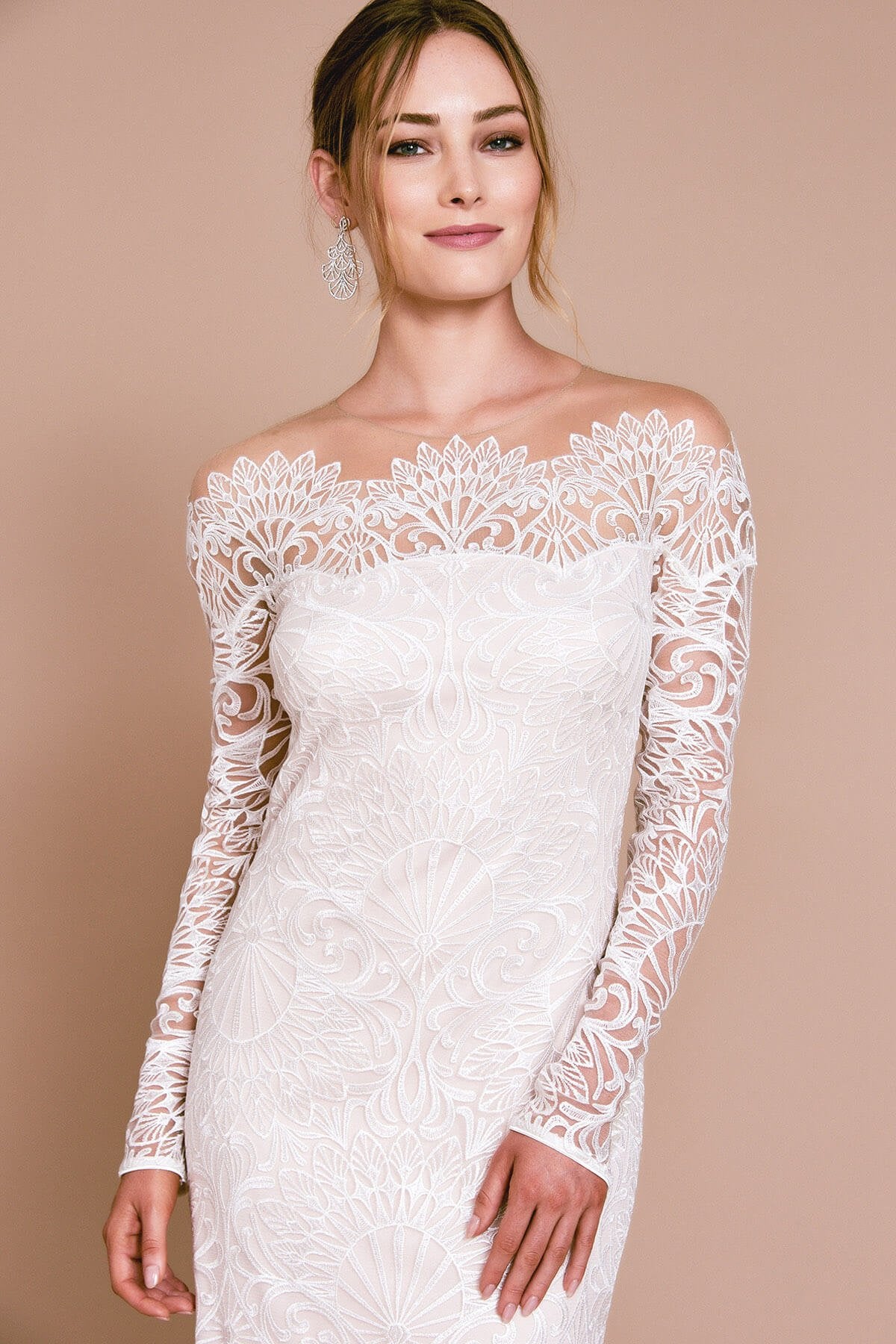 JAME TULLE BOAT NECK GOWN