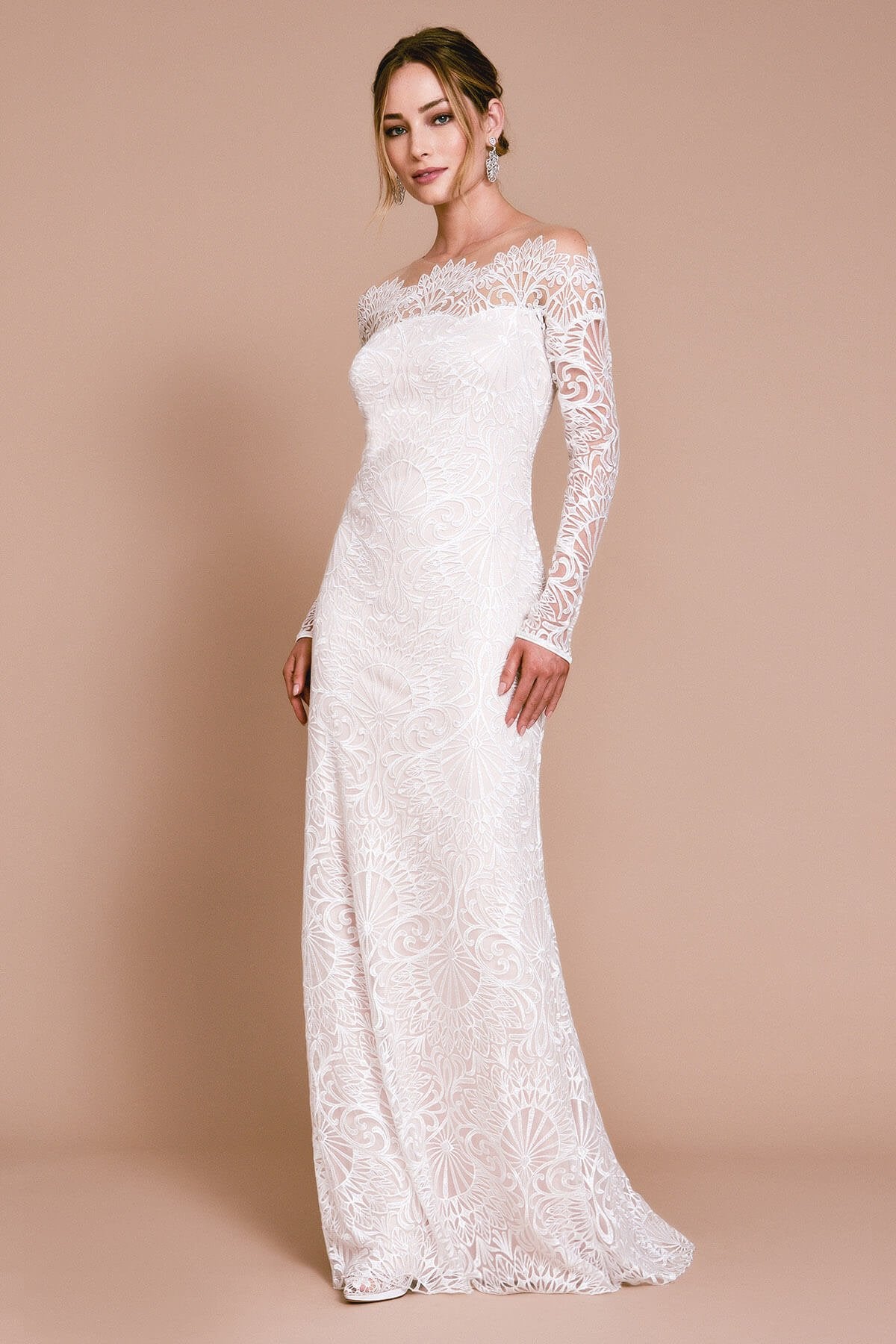 JAME TULLE BOAT NECK GOWN