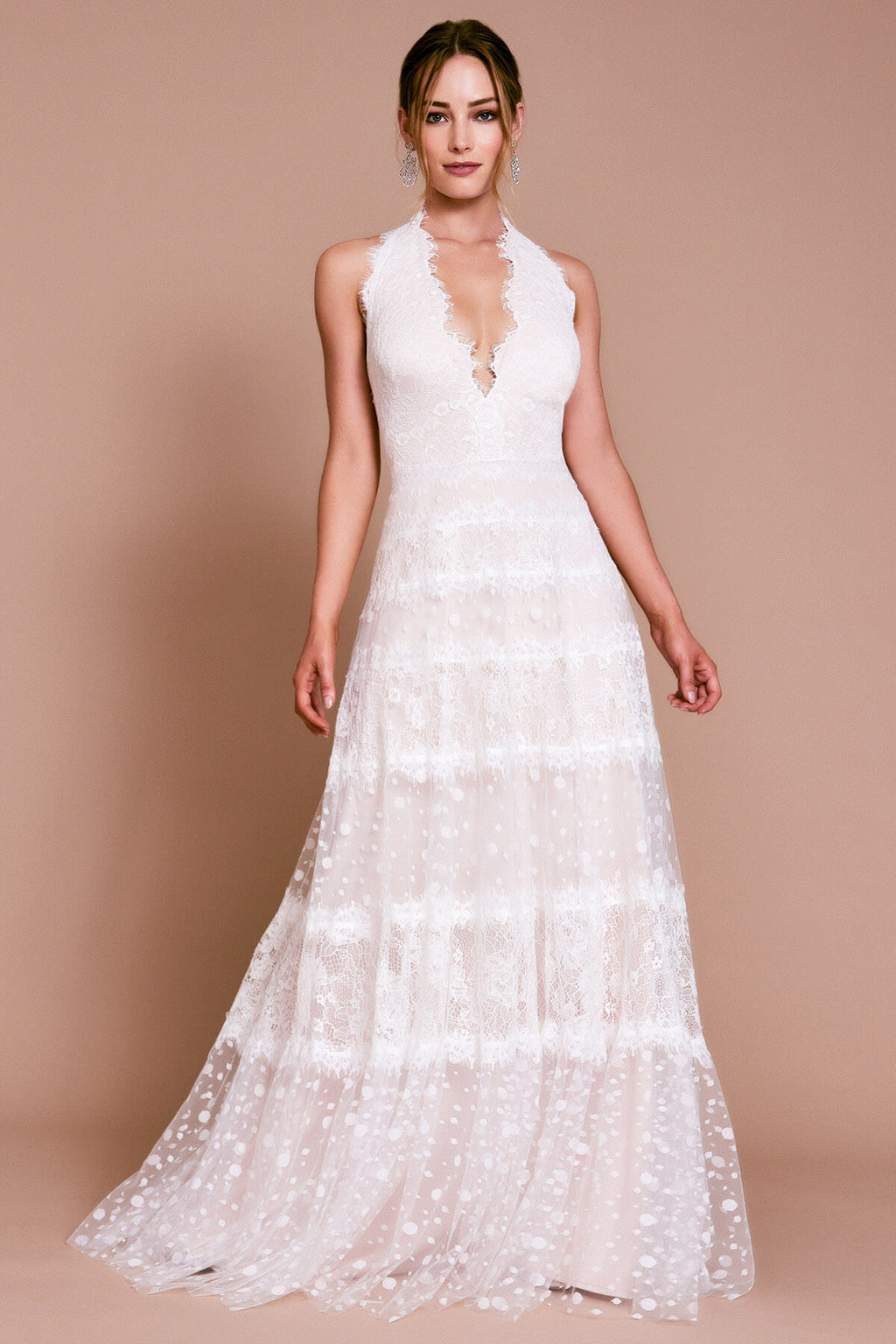 Rella V-Neck Halter Gown