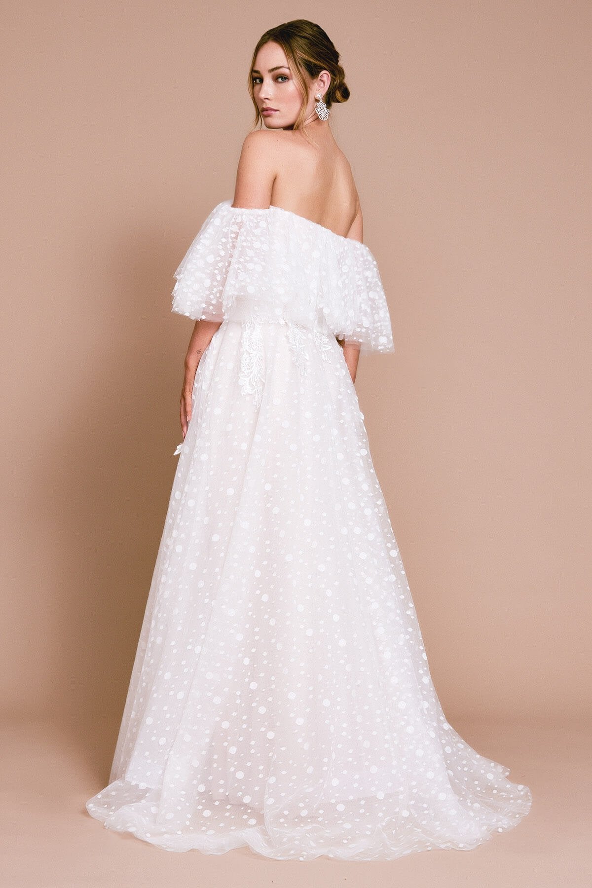 SABRIEL OFF-THE-SHOULDER DOTTED GOWN