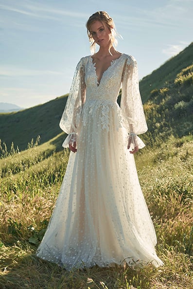 GRETEL DOTTED LACE EMBROIDERED GOWN