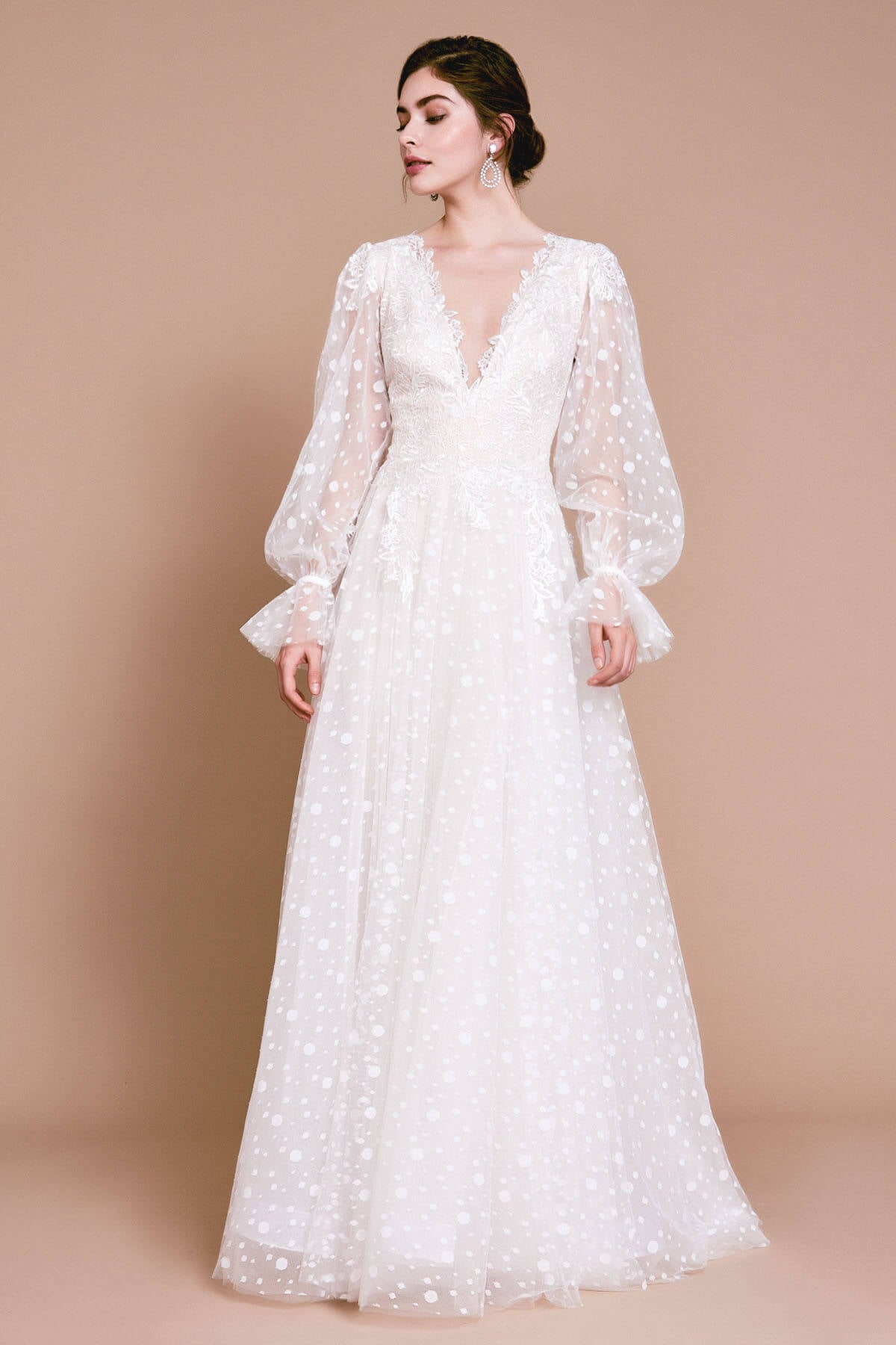 GRETEL DOTTED LACE EMBROIDERED GOWN