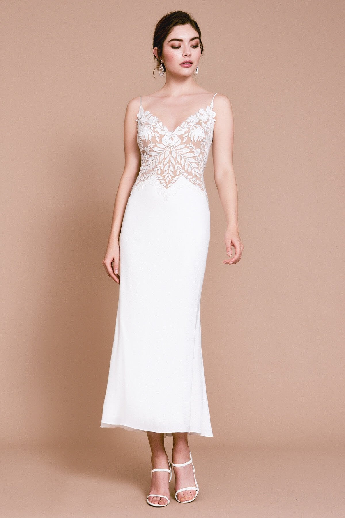 KRINN CREPE MIDI SLIP DRESS