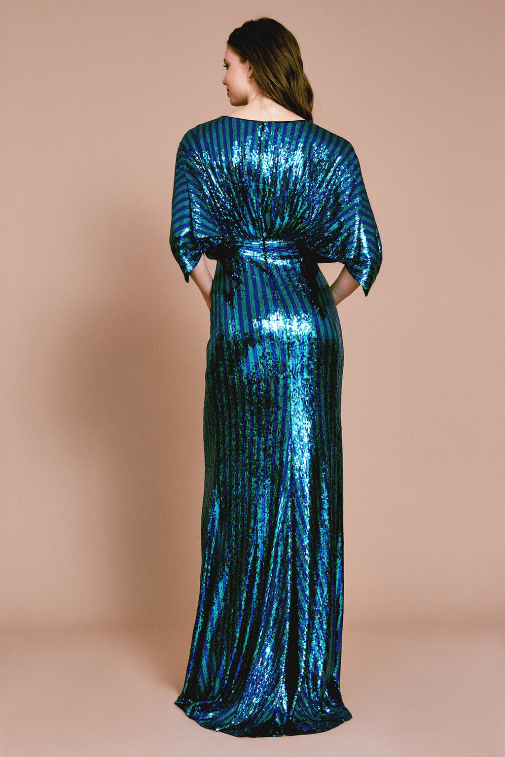 Barton Striped Batwing Sleeve Gown – Tadashi Shoji Official Online Boutique