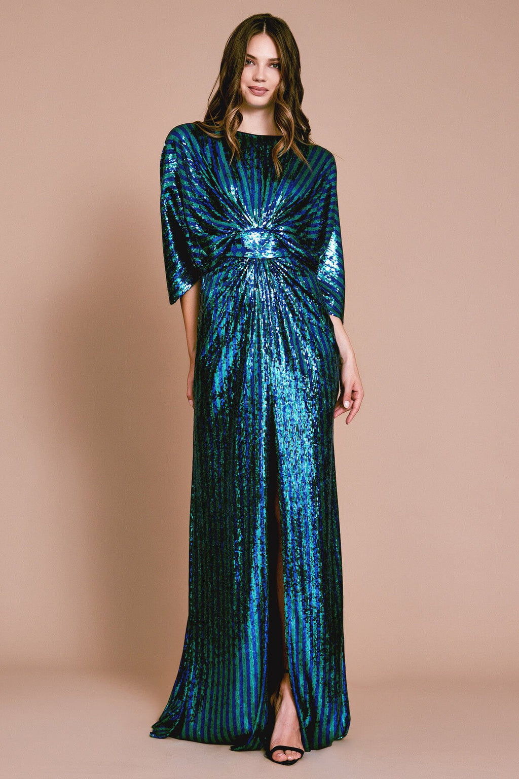 Barton Striped Batwing Sleeve Gown – Tadashi Shoji Official Online Boutique