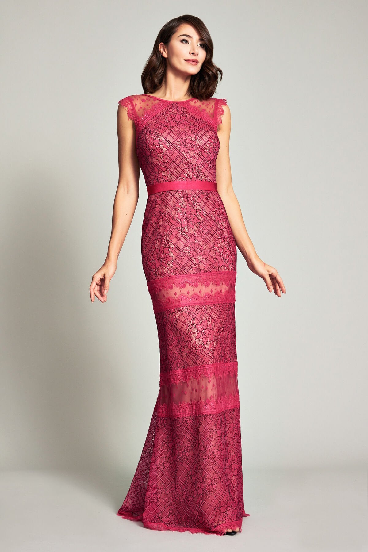 Yeva Flocked Tulle Trumpet Gown