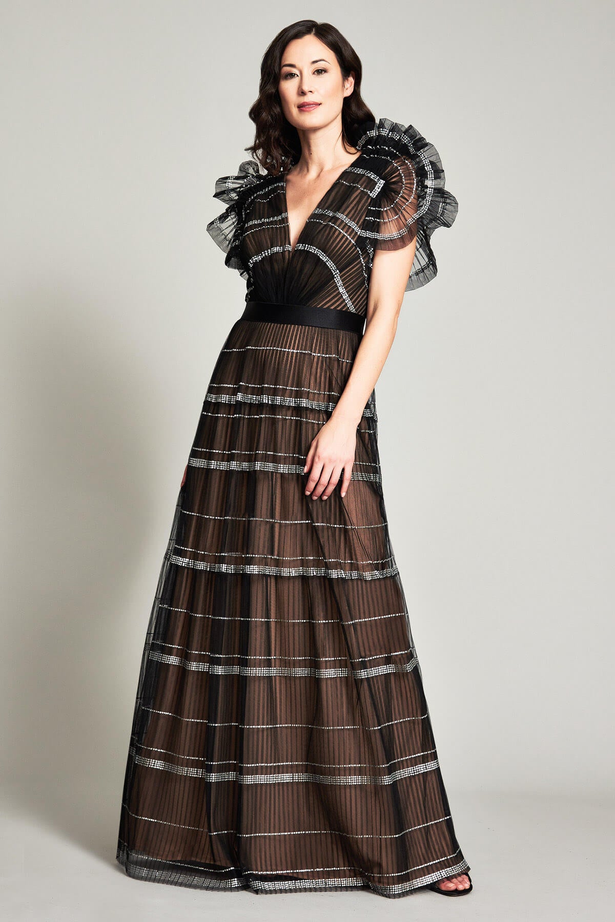 Shreya Fan-Sleeve Gown