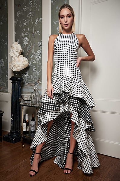 Brill High-Low Jaquard Dress
