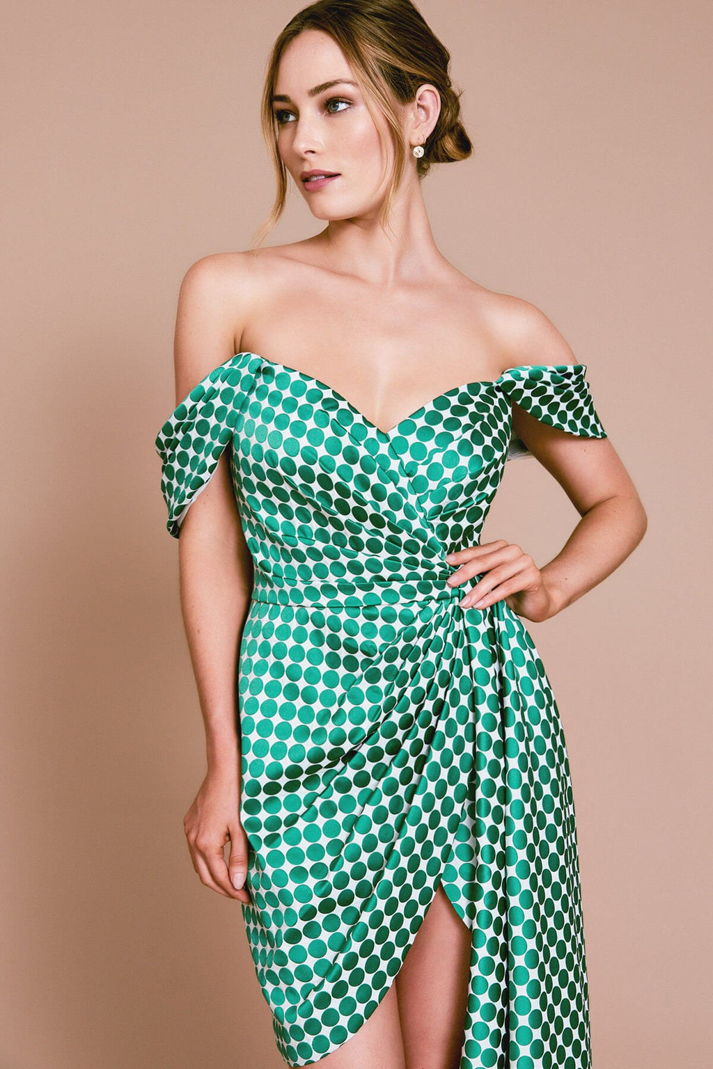 Robbie Jacquard Draped Dress