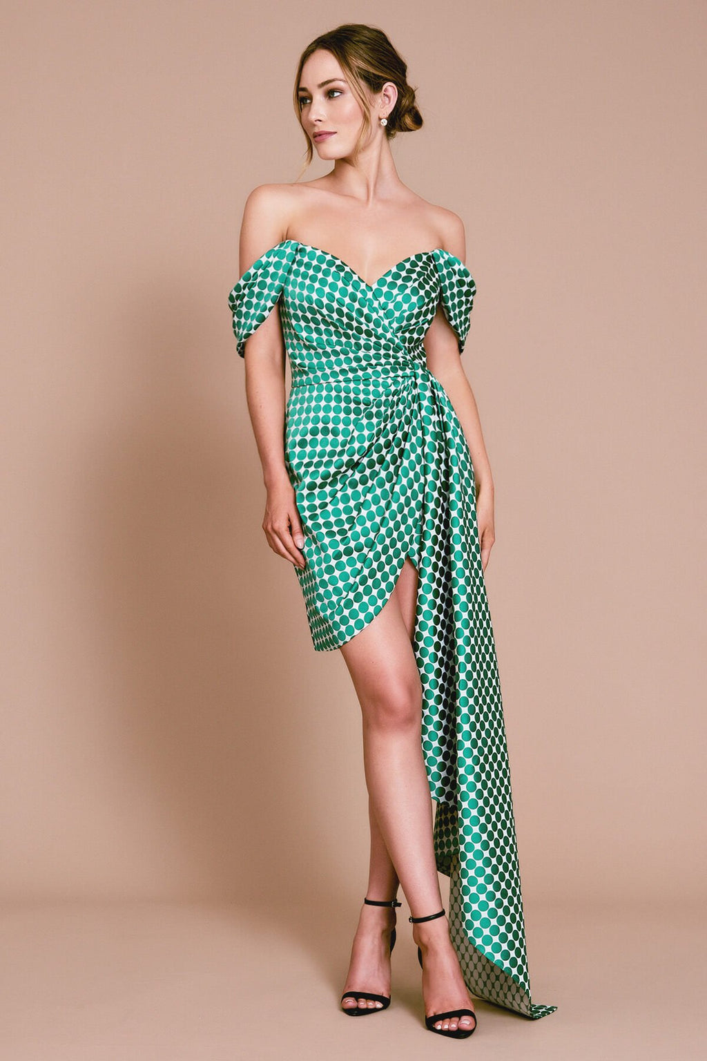 Robbie Jacquard Draped Dress