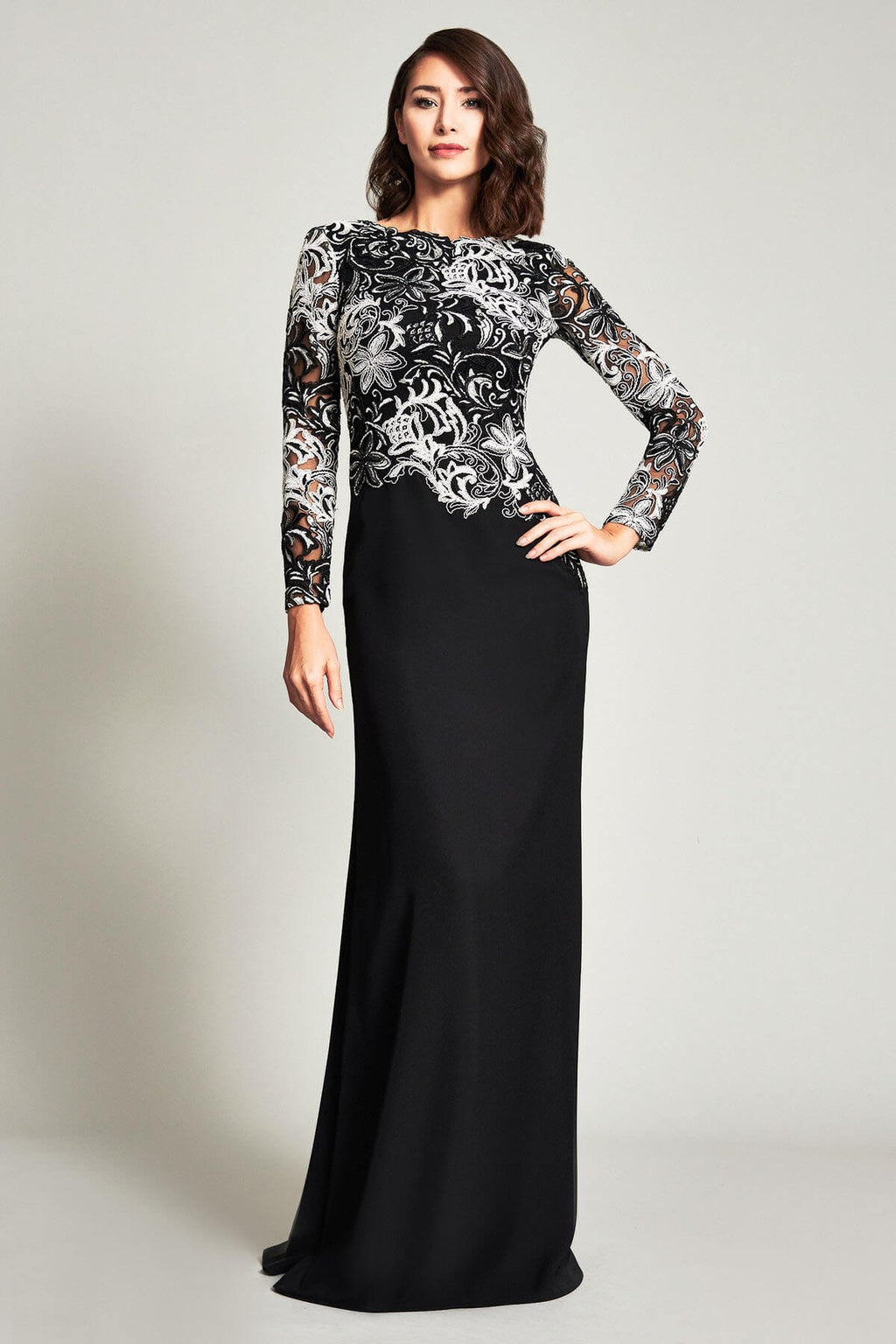 Hegar Long-Sleeve Crepe Gown