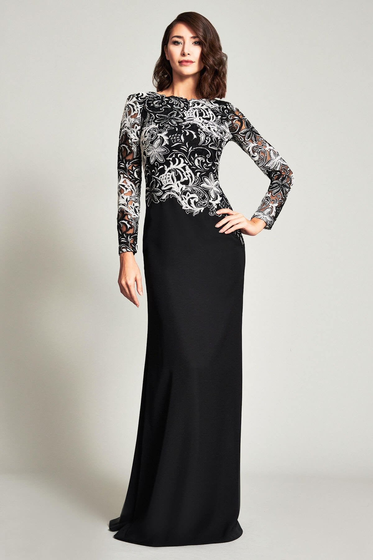 Hegar Long-Sleeve Crepe Gown
