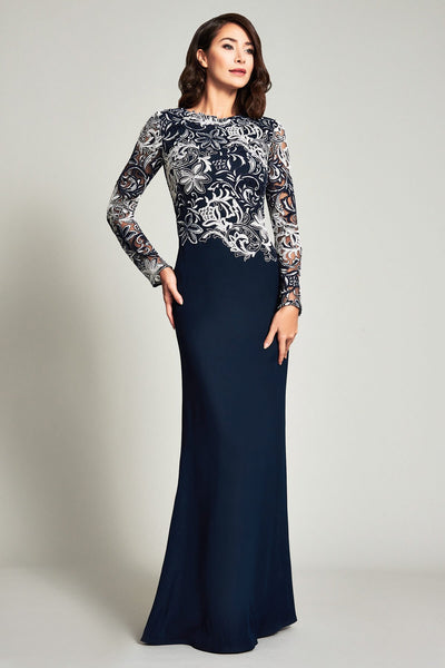 Hegar Long-Sleeve Crepe Gown – Tadashi Shoji Official Online Boutique