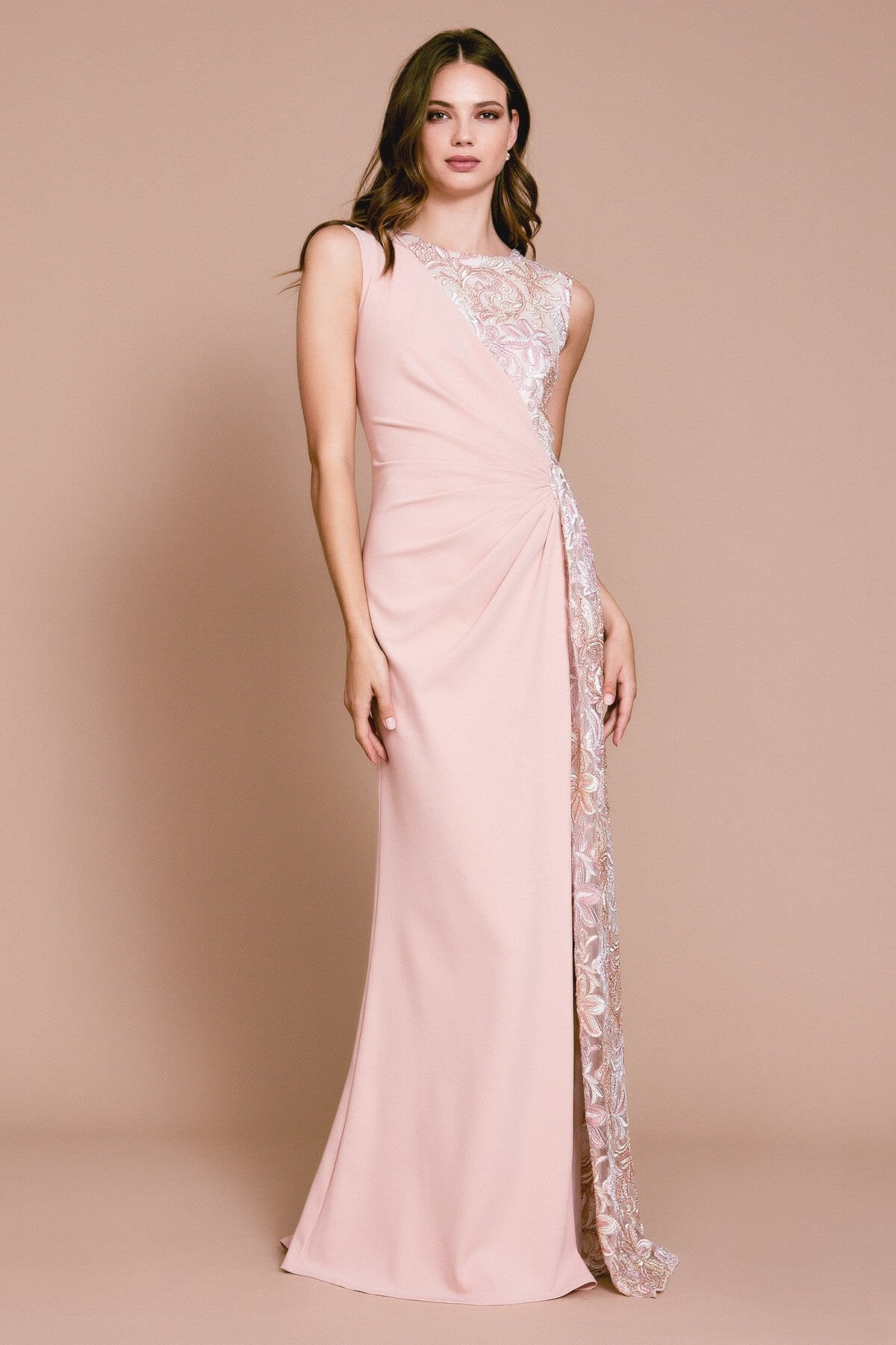 Lizzie Stretch Crepe Slit Gown