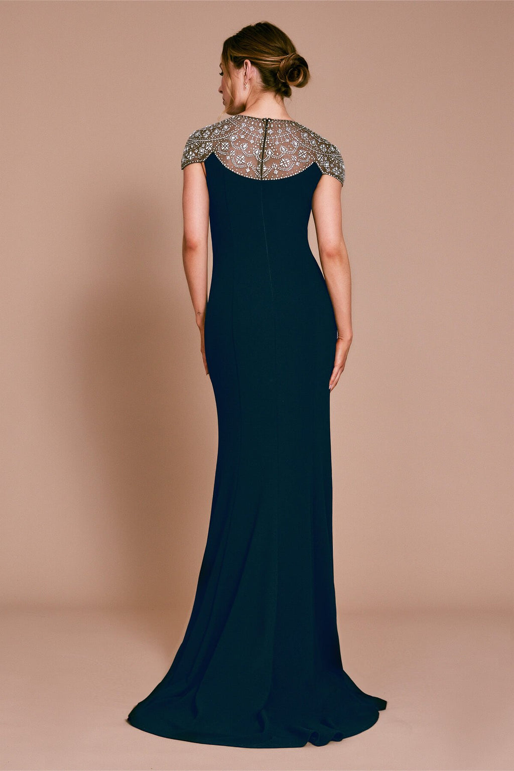 Afton Crystal Embellished Crepe Gown