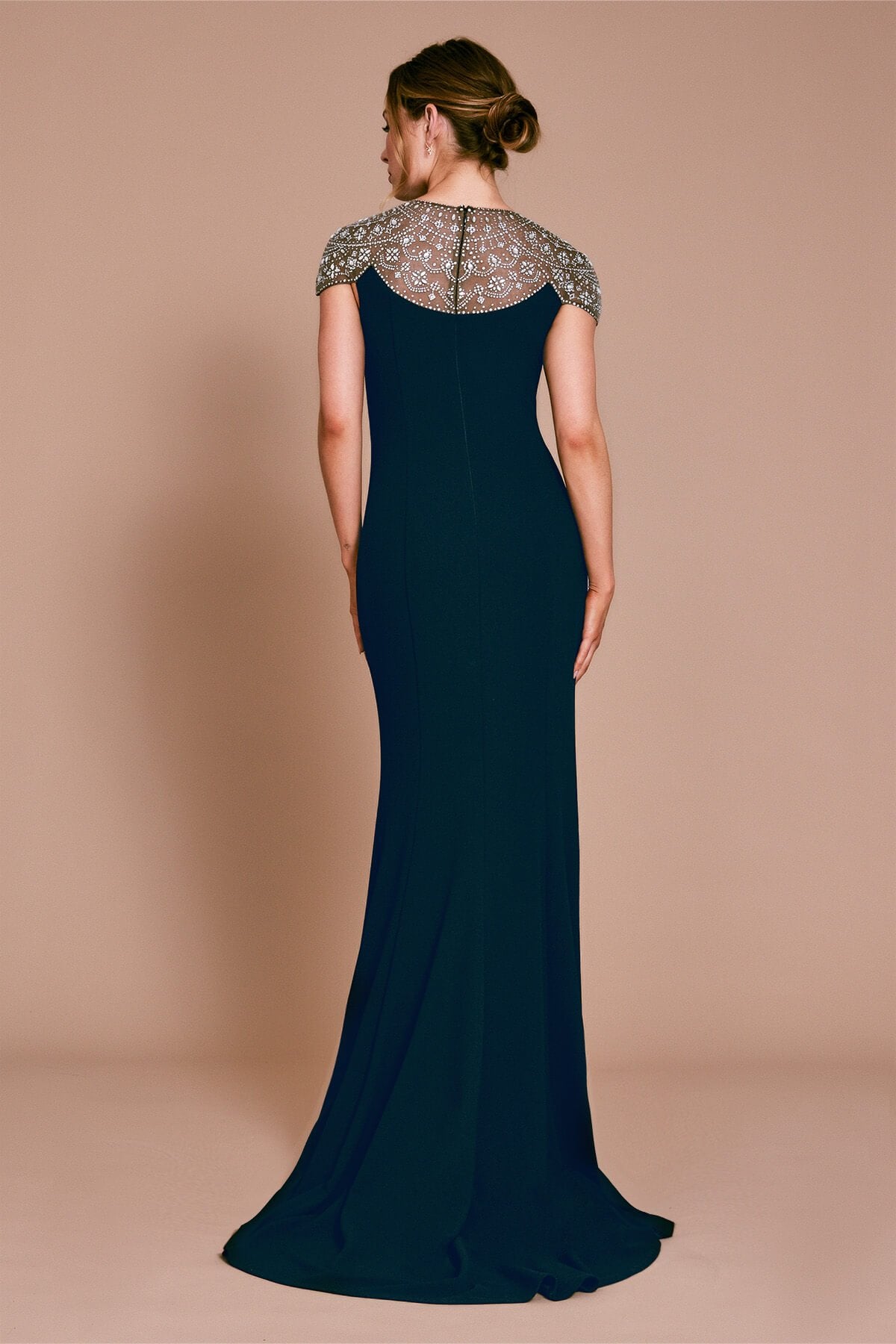 Afton Crystal Embellished Crepe Gown